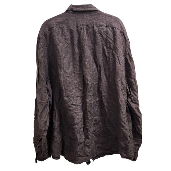 Banana Republic 100% Linen Button Up Shirt Brown XXL Tall Untucked Standard Fit - Picture 3 of 10